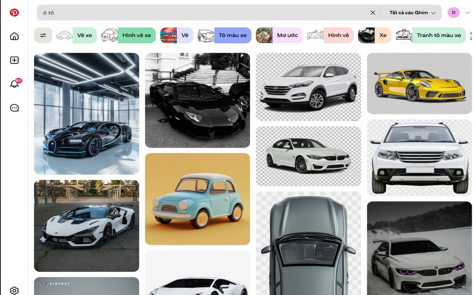 Lựa chọn Pinterest cho quảng cáo ô tô được đánh giá cao