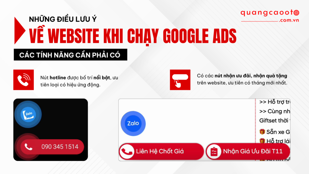 NHỮNG ĐIỀU CẦN LƯU Ý VỀ WEBSITE KHI CHẠY GOOGLE ADS NGÀNH Ô TÔ