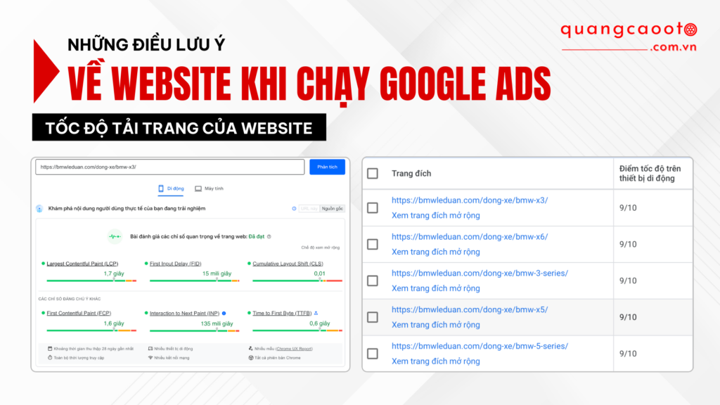 NHỮNG ĐIỀU CẦN LƯU Ý VỀ WEBSITE KHI CHẠY GOOGLE ADS NGÀNH Ô TÔ