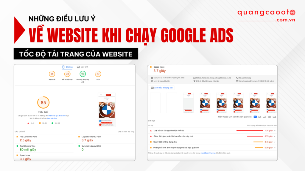 NHỮNG ĐIỀU CẦN LƯU Ý VỀ WEBSITE KHI CHẠY GOOGLE ADS NGÀNH Ô TÔ